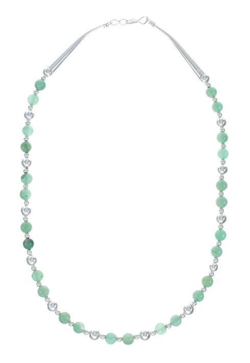 Native American Jade Sterling Silver Bead Necklace X10553